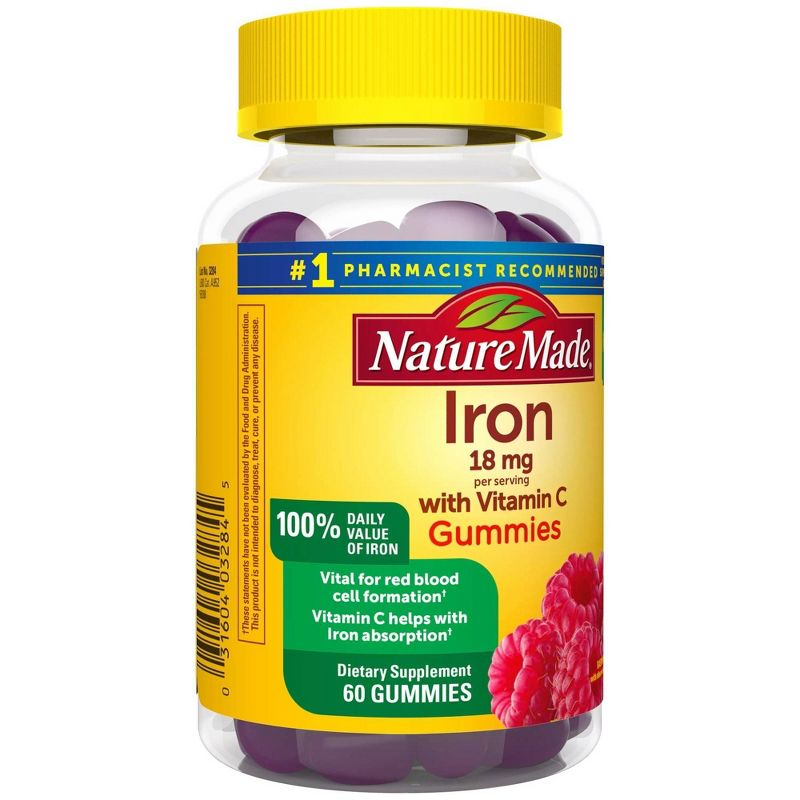 Nature Made Iron Supplement 18mg Per Serving with Vitamin C Gummies - Raspberry Flavored - 60ct, 6 of 13