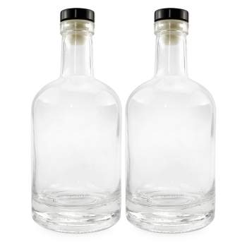 Cornucopia Brands 12oz Liquor Bottles 2pk; Clear Glass Bottles w/T-Top Synthetic Corks
