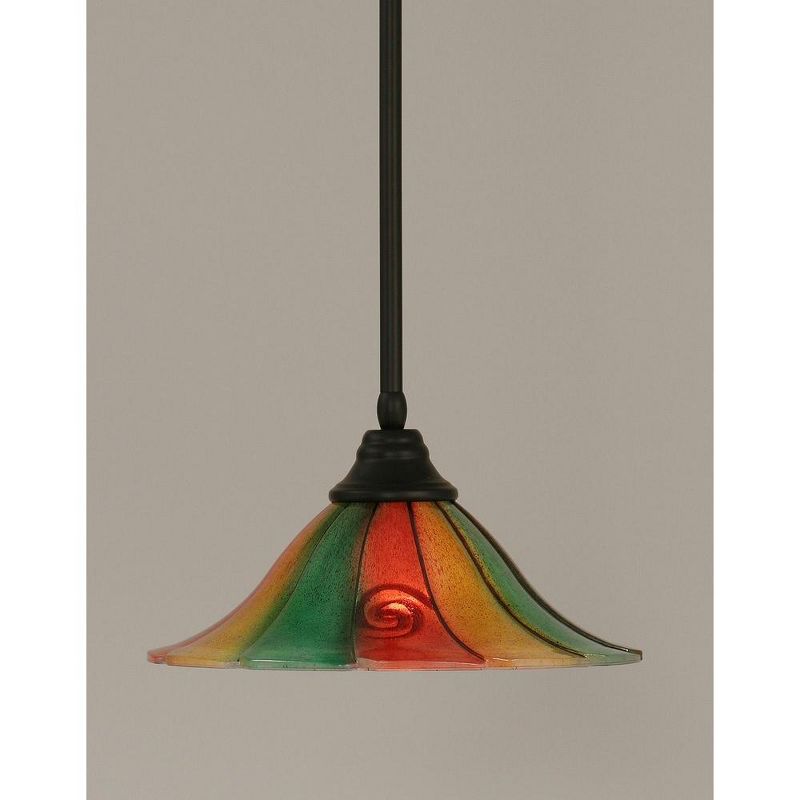 Toltec Lighting Any 1 - Light Pendant in  Matte Black with 14" Mardi Gras Shade, 1 of 2