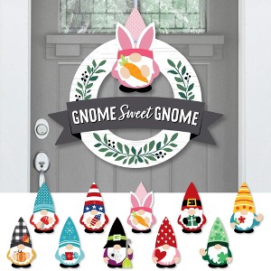 Big Dot of Happiness Holiday Gnome Sweet Gnome - Front Door Seasonal Decor - Interchangeable Wreath - 1 of 4