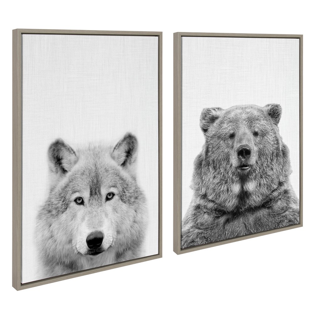 Photos - Other Decoration  23" x 33" Sylvie Wolf Bear European Canvas Art Set by Simon Te Gray - Kate & Laurel All Things Decor(Set of 2)