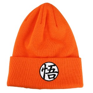 Dragon Ball Z Anime Cartoon Symbol Patch Orange Cuffed Beanie - 1 of 2