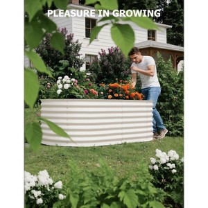 2PCS Galvanized Raised Garden Beds 4x2x2 FT, Beige, Self-Watering Metal Planters, Oval Decorative Raised Beds, Beige - 1 of 4
