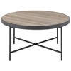 32.5" Weathered Round Coffee Table with Metal Trim and X Crossbar Support ¨C Industrial Style for Living Room - 3 of 4