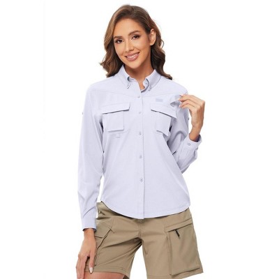 Women's UPF 50+ UV Sun Protection Safari Shirt Back Mesh-Lined Long Sleeve Button Down Fishing Shirts Hiking Shirts Travel Shirts for Women