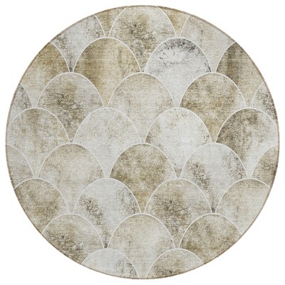 Beige Ivory And Tan Abstract Washable Indoor Outdoor Area Rug
