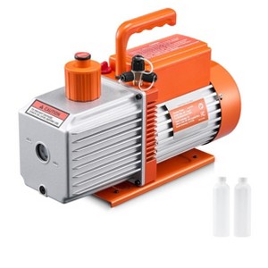 VEVOR Vacuum Pump, 9 CFM, HVAC 2 Stage Rotary Vane Vacuum Pump, for R134a R22 R410a Systems, Auto AC Vacuum Pump Kit with Oil Bottle, Orange - 1 of 4