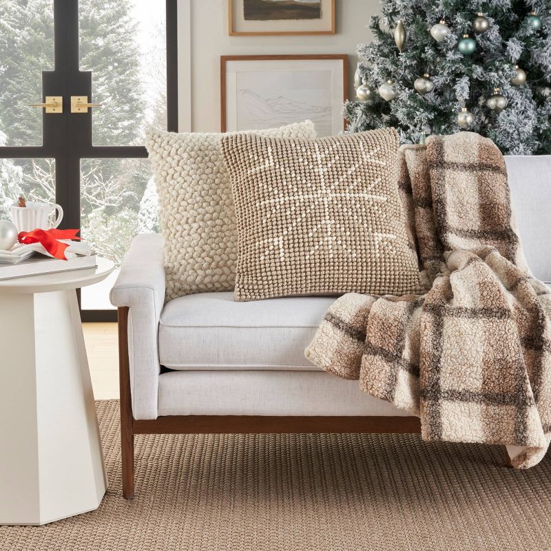 20"x20" Oversize Holiday Loop Snowflake Indoor Square Throw Pillow - Mina Victory, 5 of 11