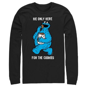 Men's Sesame Street Me Only Here for the Cookies Long Sleeve Shirt - 1 of 4