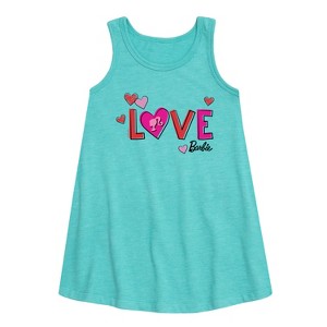 - Barbie - Patterned Love Graphic Sleeveless Aline Dress - 1 of 3