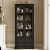 FUFU&GAGA Black Glass Door Display Storage Cabinet Tempered Glass Sturdy Cabinet - 3 of 4