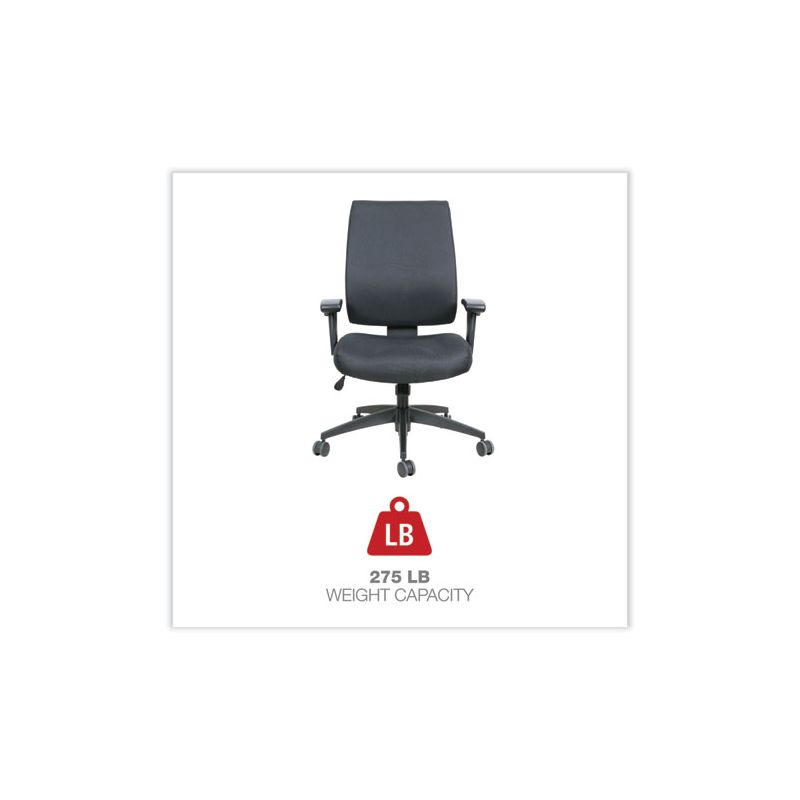 Alera Alera Wrigley Series High Performance Mid-Back Synchro-Tilt Task Chair, Supports 275 lb, 17.91" to 21.88" Seat Height, Black, 4 of 8