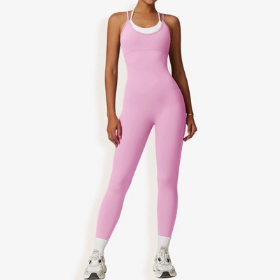 Anna-Kaci Active Women's Seamless Active Bodysuit with Double Strap Racerback Design