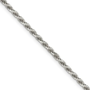 Black Bow Jewelry 2.5mm, Sterling Silver Diamond Cut Solid Rope Chain Necklace - 1 of 4
