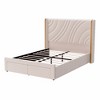 Merax Modern Velvet Upholstered LED Bed Frame with Wingback Headboard & Storage Drawers - 3 of 4