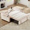 Racxily Foldable Double Seat Recliner,Comfortable Velvet Pull-Out Sleeper Sofa Bed with Side Pockets,USB Port,Swivel Phone Stand - 3 of 4