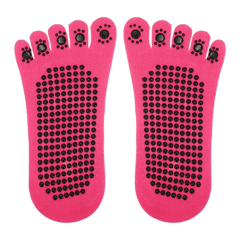 Unique Bargains Non-Slip Yoga Socks Five Toe Socks Pilates Barre for Women with Grips, 5 of 7