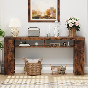 Dolonm 70.86" Extra Long Console Desk with 5-layer Storage Rack,of Shelves Power Outlet&USB Ports,for Entrances,Corridors,Behind Sofas - 1 of 4