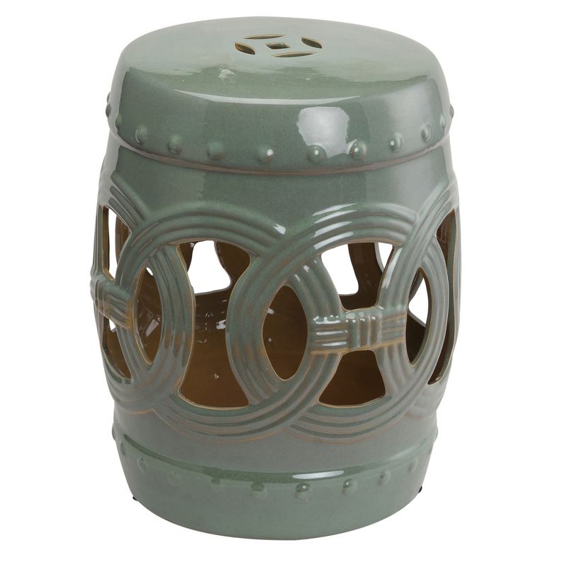 Outsunny 14" x 17" Ceramic Side Table Garden Stool with Knotted Ring Design & Glazed Strong Materials, 4 of 9