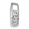 Black Bow Jewelry Platinum Plated Sterling Silver & CZ Teardrop Slide Pendant, 13 x 19mm - 2 of 4