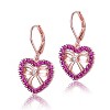 Elegant 18K Rose Gold Plated Heart Dangle Earrings with Radiant Ruby Cubic Zirconia – A Stunning Accessory for Adding Charm and Sophistication. - 2 of 3