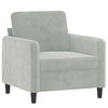 vidaXL Velvet Sofa Set 3-Piece - Light Gray Modern Loveseat & Couches, Comfortable Metal & Plywood Frame Living Room Furniture - 2 of 4