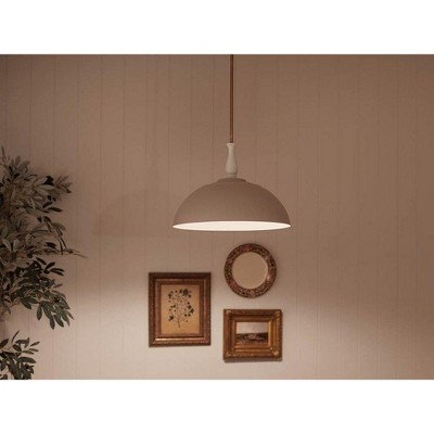 Fira Greige Steel Bowl Pendant with Vintage Spindle Design