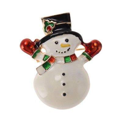 Unique Bargains Christmas Brooches YNCP1349 Boxing Snowman Alloy Dripping Wax White 1.46"x1.77" 1 Pc