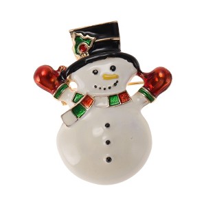 Unique Bargains Christmas Brooches YNCP1349 Boxing Snowman Alloy Dripping Wax White 1.46"x1.77" 1 Pc - 1 of 4