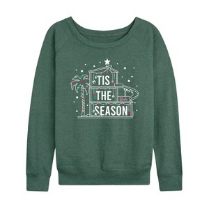 Women's - Barbie - Holidays & Christmas Lightweight French Terry Wide Neck Long Sleeve Shirt - 1 of 4