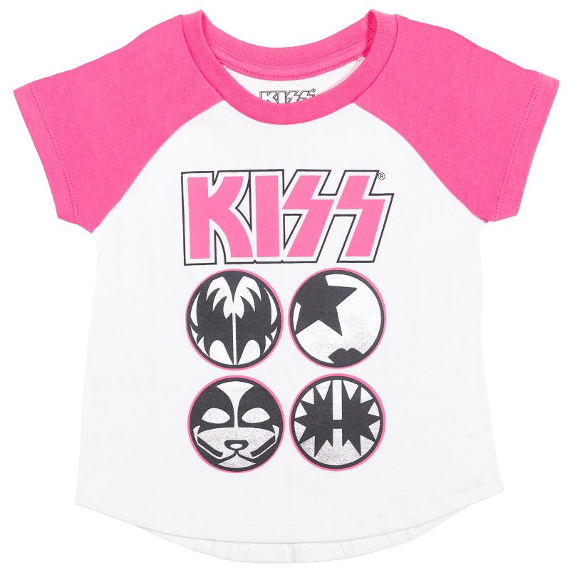 KISS Rock Band Little Girls 2 Pack Ringer Raglan Graphic T-Shirt Pink/White/Black , 4 of 6