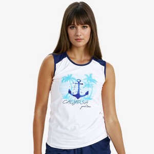 Calypsa Women's Plus Size Loose Fit Tankini UPF 50+ Maya Swim Top - 1 of 3