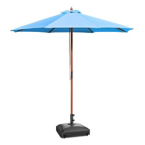 Yescom 9ft Solid Wood Outdoor Patio Umbrella with Base Included Parasol Wheels Stand for Bistro Market Garden Deck Yard Poolside - 1 of 4