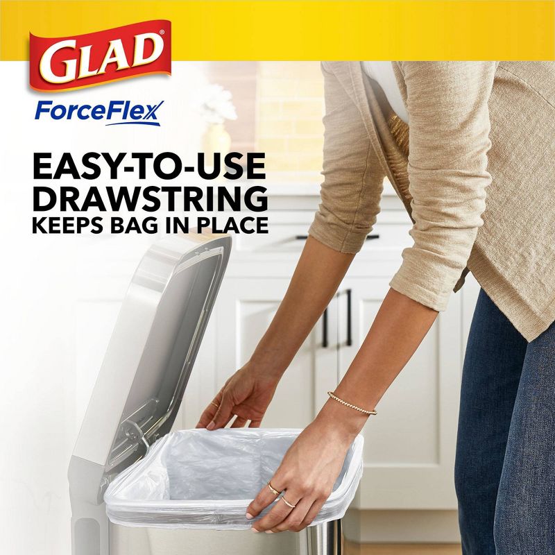 Glad ForceFlex Tall Kitchen Drawstring Trash Bags - Gain Original - 13 Gallon, 6 of 17