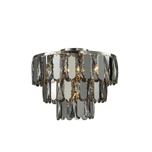 ALOADECOR Dimmable Smoked Crystal Flush Mount Ceiling Light  with Polished Nickel Finish and Stainless Steel Accents for Bedroom - 1 of 4