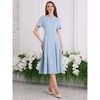 INSPIRE CHIC Women's Boat Neck Short Sleeve Pleated Work A-Line Midi Dress - 3 of 4