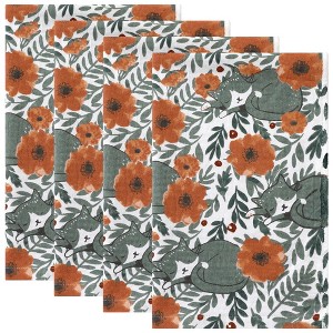 Unique Bargains Cotton Animal and Floral Printed Design Kitchen Towels 18" x28" 4 Pcs - 1 of 4