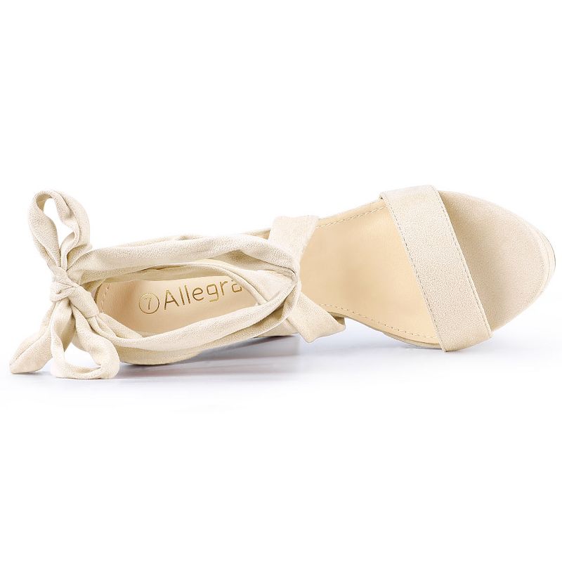 Allegra K Women's Lace Up Platform Block Soft Insole Heel Sandals, 5 of 8