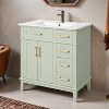 30" Bathroom Vanity with Ceramic Sink, Modern Storage Cabinet with Soft-Close Doors, Deep Drawer & Standard Drawer - Leovsnove - 2 of 4