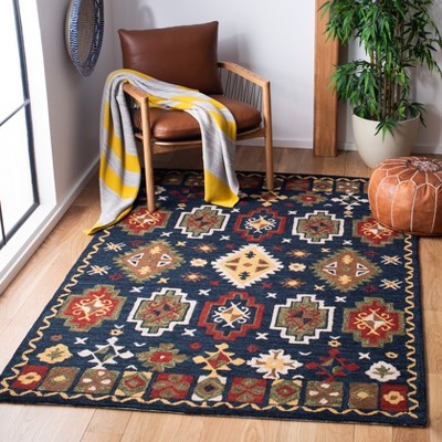 Heritage Red and Navy Hand-Tufted Wool Area Rug