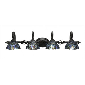Toltec Lighting Elegante 4 - Light Vanity in  Dark Granite with 7" Blue Mosaic Art Glass Shade - 1 of 1