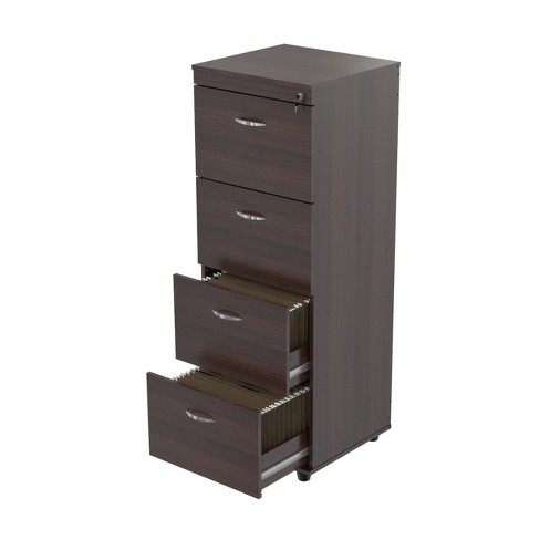 51.97 4 Drawer Locking File Cabinet Espresso Inval Mid century Modern Mdf Laminate Surface Target