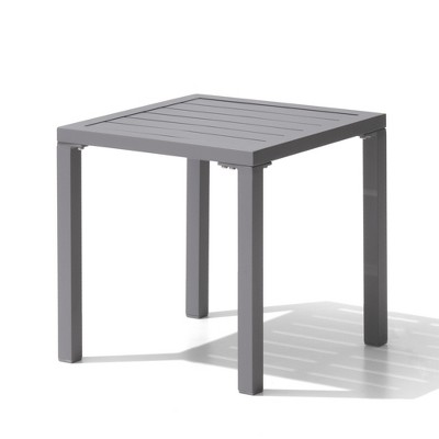 Pellebant Outdoor End Table Aluminum Square Patio Side Table Light Gray