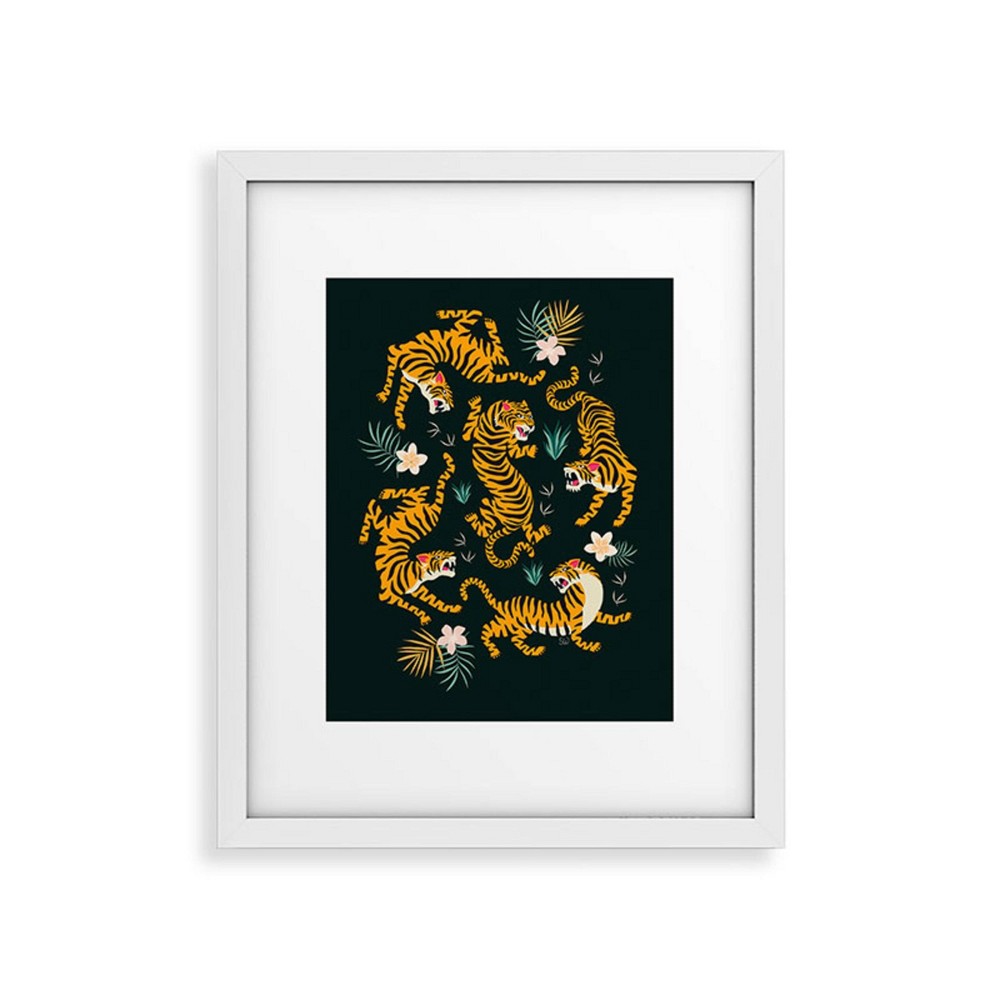Photos - Other Decoration 8"x10" ThirtyOne Illustrations Tiger All Around White Framed Canvas Wall Art - Deny Designs: Modern Animal Digital Art Decor