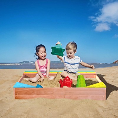 Colorful Firwood Children's Sandbox with Storage Box