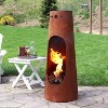Sunnydaze Outdoor Backyard Patio Steel Santa Fe Wood-Burning Fire Pit Chiminea with Wood Grate - 50" - Rustic Finish - 2 of 4