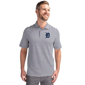 Detroit Tigers Cutter & Buck Virtue Eco Pique Stripe Recycled Mens Polo - 1 of 1