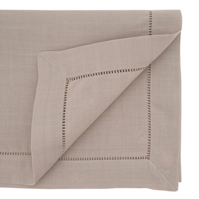 Taupe Hemstitch Border Square Polyester Tablecloth