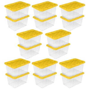 Sterilite Industrial Storage Box with Comfort Carrying Handles, Organizer for Closet, Bathroom, Garage, Office or Pantry, 27 Gal, Yellow, 16 Pack - 1 of 4