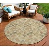 Beige Tan And Taupe Geometric Washable Indoor Outdoor Area Rug - 2 of 4